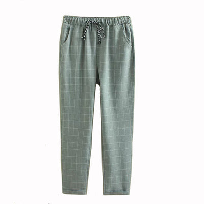 Pantalones Casuales Cuadros Harem de Nueve Puntos - Image 23