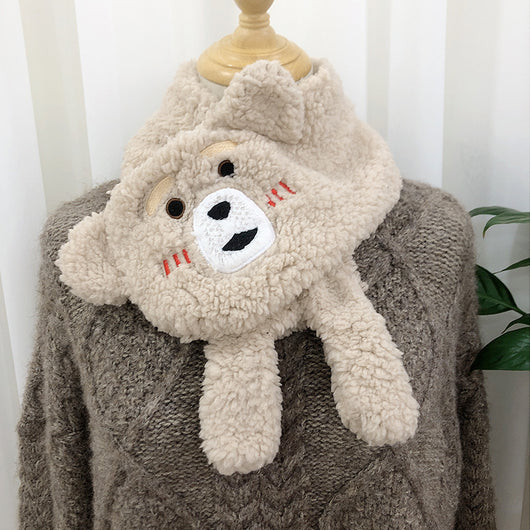 Bufanda Térmica de Lana Cordero con Diseño Osito Adorable para Invierno - Image 14