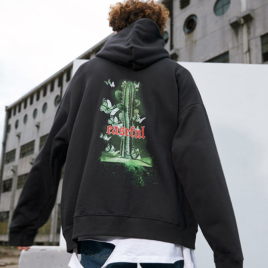 Sudadera con capucha estampado cactus y forro polar - Image 3