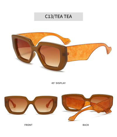 Beige square frame sunglasses with dark gray lenses, featuring a thick, fashion-forward design. - Image 39