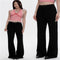 Pantalón Acampanado Negro Talle Alto con Detalles de Encaje para Verano