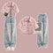 Conjunto de 3 Piezas: Chaqueta Denim de Colores con Tirantes Integrados y Jeans