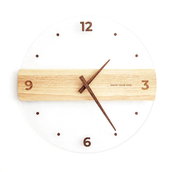 Reloj de Pared Moderno Madera Maciza y Acrílico para Sala