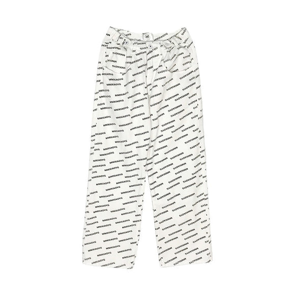 Pantalón Ancho Vintage de Talle Alto con Estampado de Letras
