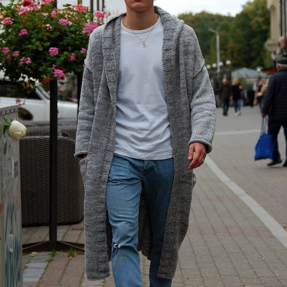 Cardigan Suelto Largo con Capucha - Suéter Abrigo Versátil