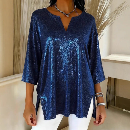 Blusa Navideña Brillante de Manga Larga para Mujer - Image 10