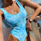 Biquíni Maiô Halter Tie-Dye Sexy Estilo Europeu e Americano
