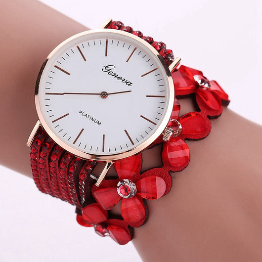 Reloj Elegante Geneva Flores para Mujer - Pulsera Cuarzo Diamantes Cristal - Image 9
