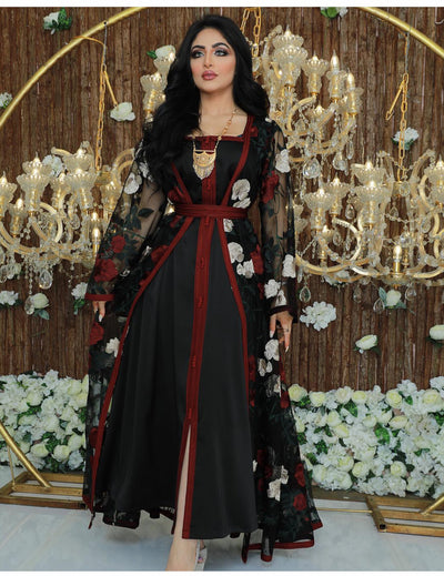 Vestido Dos Piezas con Encaje Bordado Transparente - Image 9