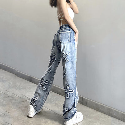 Jeans Rectos con Parche de Letra Personalizada Street - Image 10