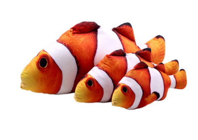 Two plush fish cat toys, one large and one small, with realistic green and brown scale patterns. - Image 11