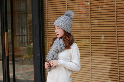 Gorro y Bufanda Larga de Lana para Mujer