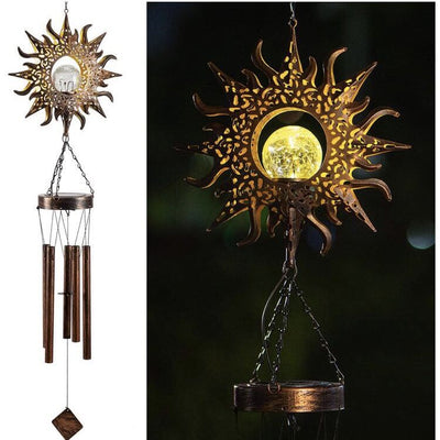 Campana de Viento Solar Luna y Sol con LED para Jardín - Image 7