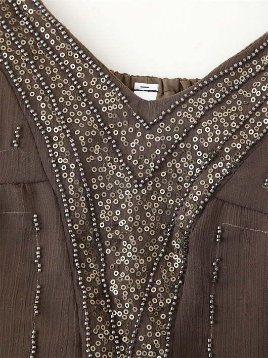 Blusa Escotada con Lentejuelas y Bordados Delicados - Image 3