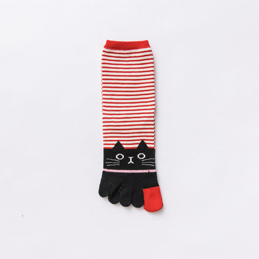 Calcetines de Algodón para Mujer con Diseño de Rayas y Gato - Otoño Invierno - Image 14