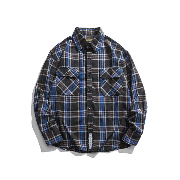 Camisa de Cuadros Manga Larga Marca Japonesa Tide