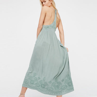 Vestido Largo Bordado con Tirantes Ajustables - Image 3