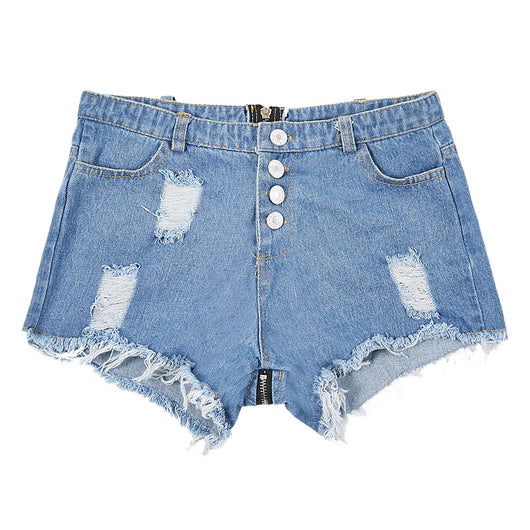 Shorts de Mezclilla Cintura Alta Rotos Estilo Nocturno para Mujer - Image 7