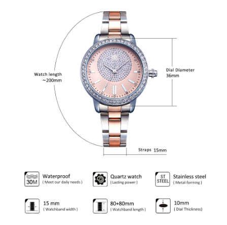 Reloj de Pulsera Shengke para Mujer - Cuarzo Lujo con Cristales