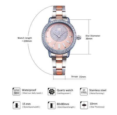 Reloj de Pulsera Shengke para Mujer - Cuarzo Lujo con Cristales