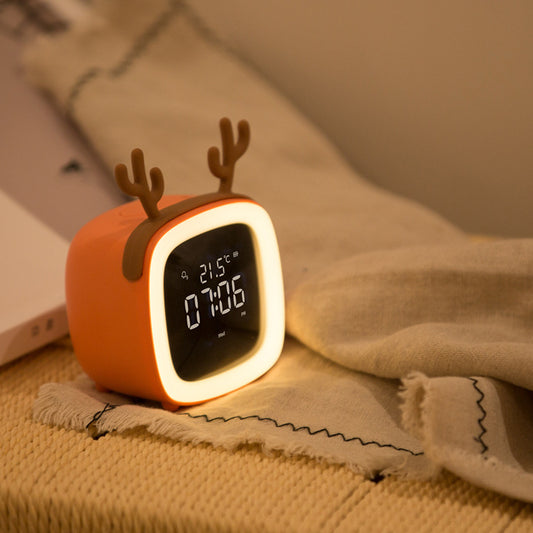 Reloj Despertador Digital con Luz Nocturna, Termómetro y Carga USB para Niños