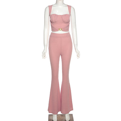 Pantalón Ancho Casual con Chaleco Ajustado y Cintura Alta - Image 18