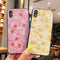 Funda para celular estilo joven con patrón de fresa y diamante naranja