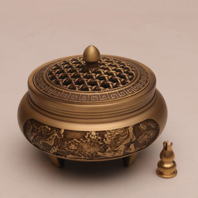 Quemador de Incienso de Cobre Puro Estilo Xuande - Artesanía Zen Tallada a Mano - Image 6