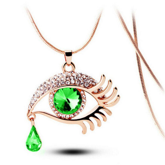Collar Colgante de Cristal Lágrima con Detalle de Pestañas - Image 5
