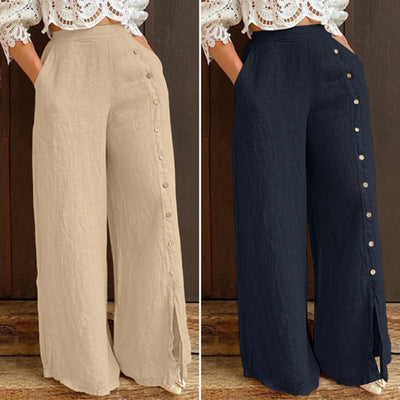 Pantalones Anchos con Abertura Cintura Alta Estilo Urbano Casual - Image 11