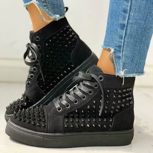 Zapatillas Altas Casuales Unisex con Suela Gruesa y Detalles de Strass - Image 9