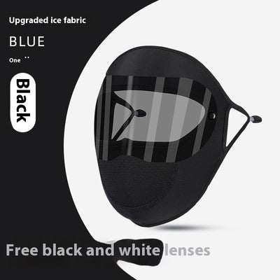 Light pink ice silk sun protection mask with ear loops and neck coverage, featuring small ventilation holes. - Image 31