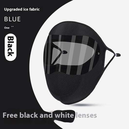 Light pink ice silk sun protection mask with ear loops and neck coverage, featuring small ventilation holes. - Image 31