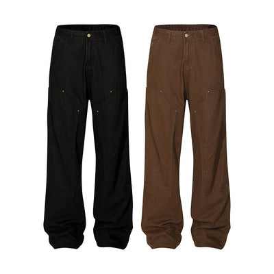 Pantalones Vaqueros Punk Wash Logging para Hombre - Corte Recto Ancho Outdoor