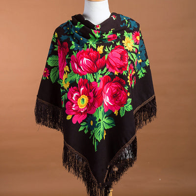 Foulard Cuadrado Étnico con Flecos - Abrigo Cálido y Elegante - Image 3
