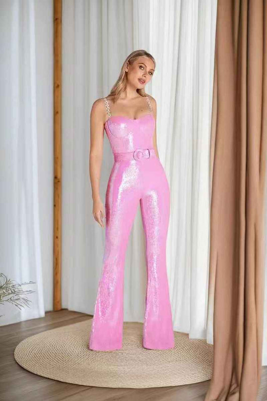 Jumpsuit Elegante sin Mangas con Lentejuelas y Tirantes para Mujer - Image 3