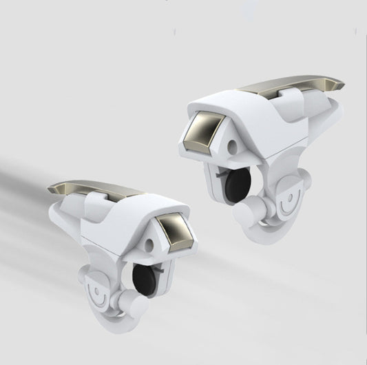 Two white and gold mobile gaming triggers for smartphones, designed to enhance gameplay with auxiliary firing. - Image 2