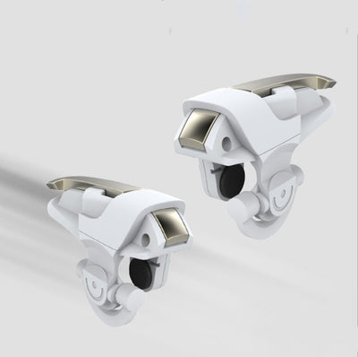 Two white and gold mobile gaming triggers for smartphones, designed to enhance gameplay with auxiliary firing. - Image 2