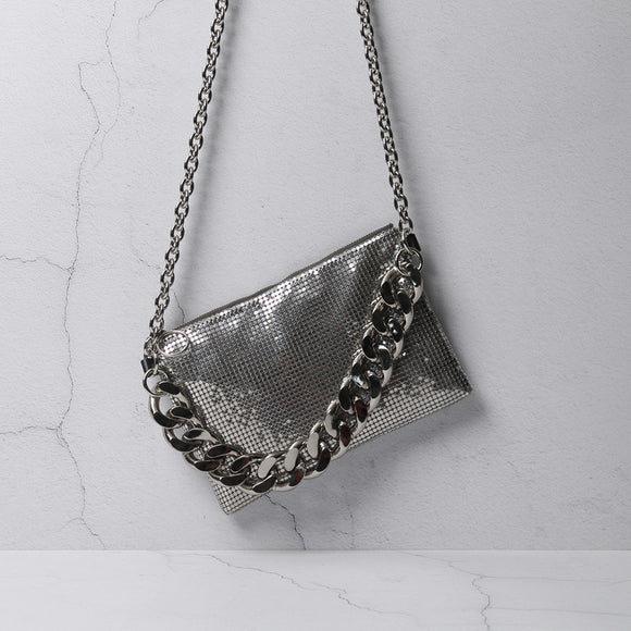 Bolso Pecho Mahjong Plateado