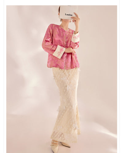 Blusa Retro Estilo Chino con Bordado de Cuentas en Seda Mulberry - Image 10
