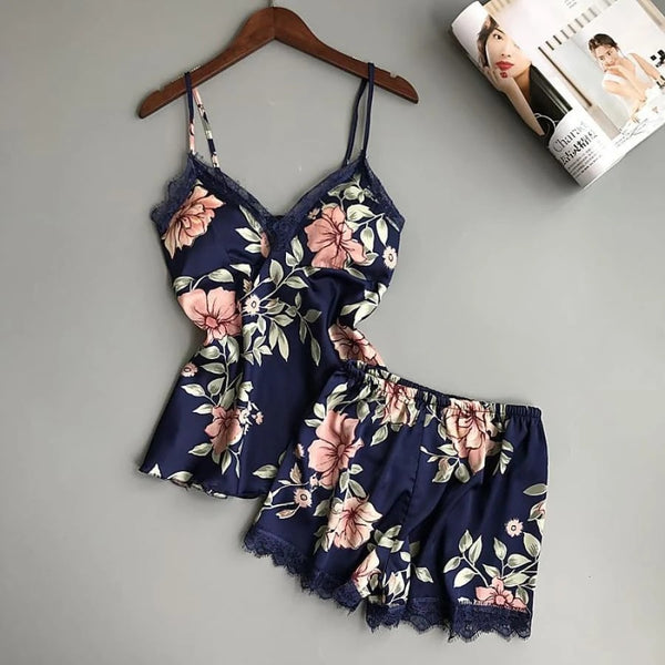 Pijama de Seda Estampado Dos Piezas
