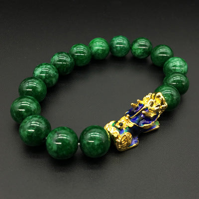 Pulsera Mascota Calcedonia Verde 12mm con Cambio de Color Térmico