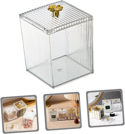 Organizador de Algodones con Tapa - Caja de Almacenamiento Acrílico para Escritorio - Image 4