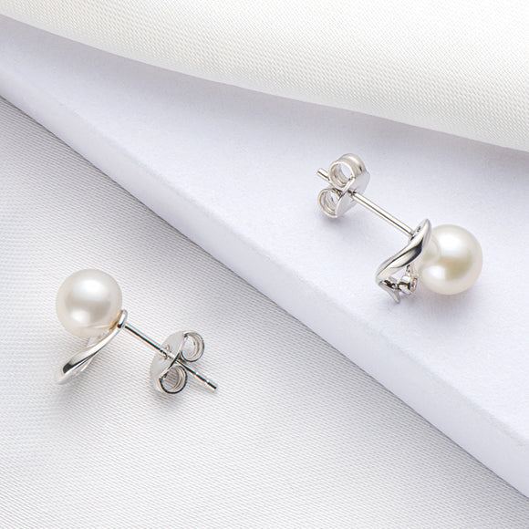 Aretes Geométricos Retro Gota Blanca - Diseño Minimalista