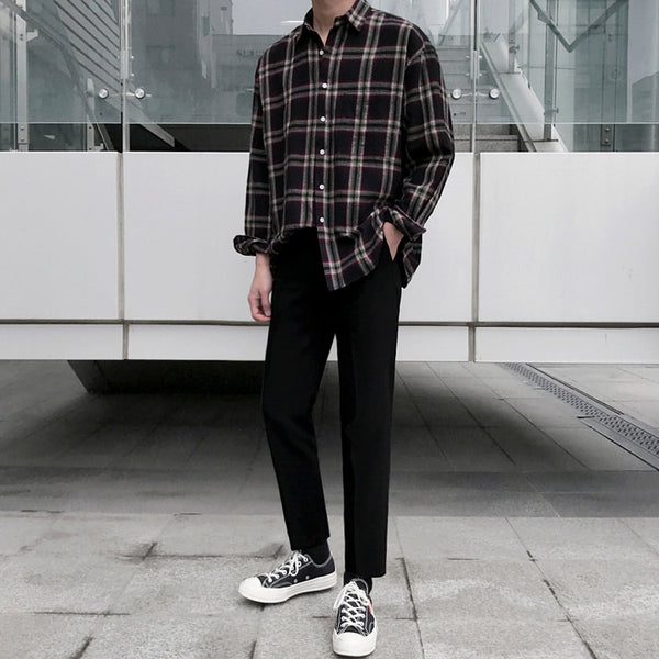Camisa de Cuadros Manga Larga para Hombre - Estilo Otoño