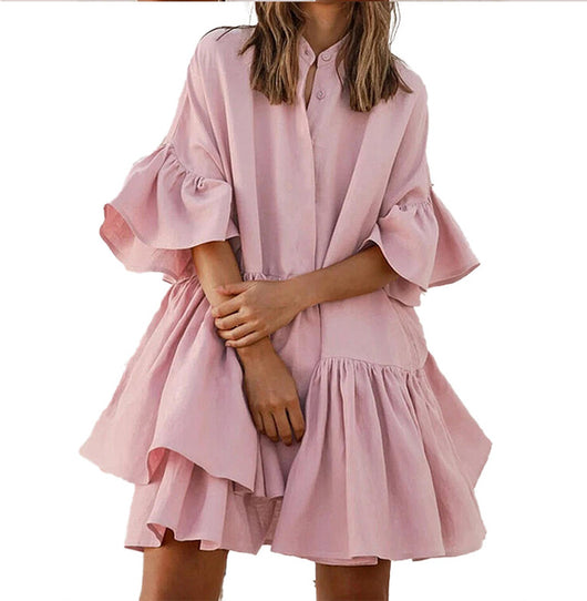 Vestido Elegante de Gasa Suelta en Colores Sólidos - Image 5