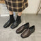 Mocasines Retro de Tacón Cuadrado en Cuero Suave con Tacón Robusto