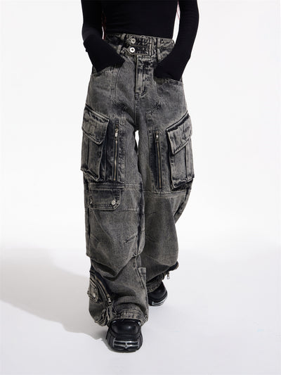Pantalón Vaquero Retro Estilo Trabajo con Múltiples Bolsillos - Image 5