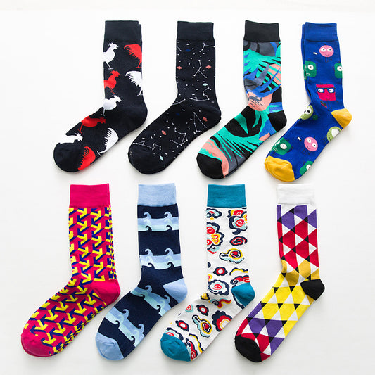 Calcetines Cortos Estampado Geometría Pollo Divertidos de Algodón