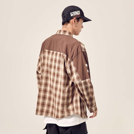 Camisa Cuadros Holgada con Bolsillos Cosidos y Hombros Caídos - Image 3
